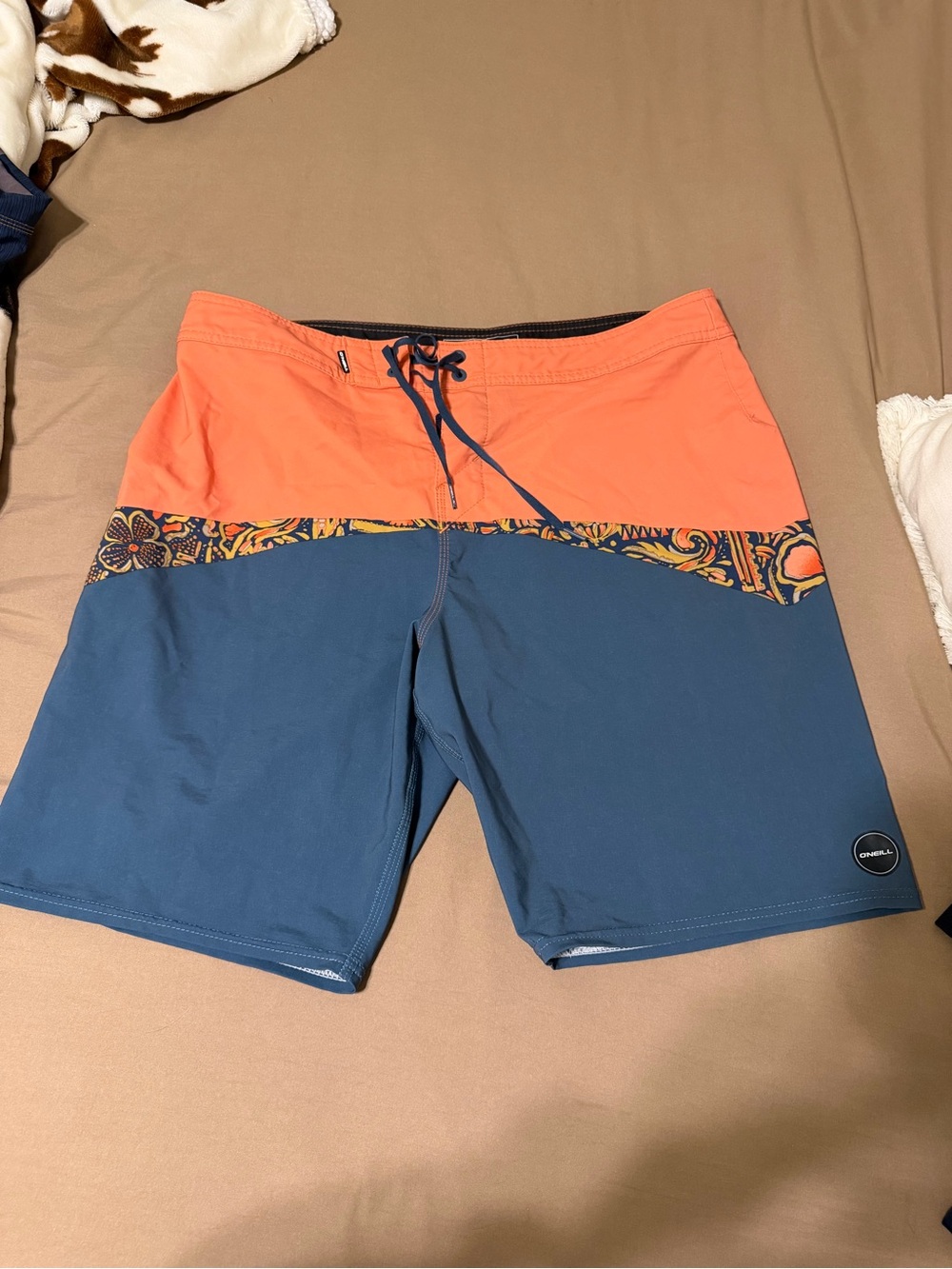 Men's Two-Tone Orange and Blue Swim